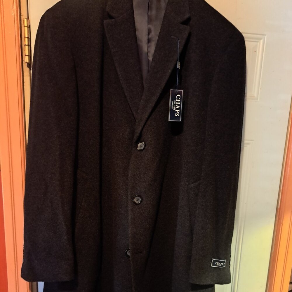 Chaps men outer coat 46 long dark charcoal